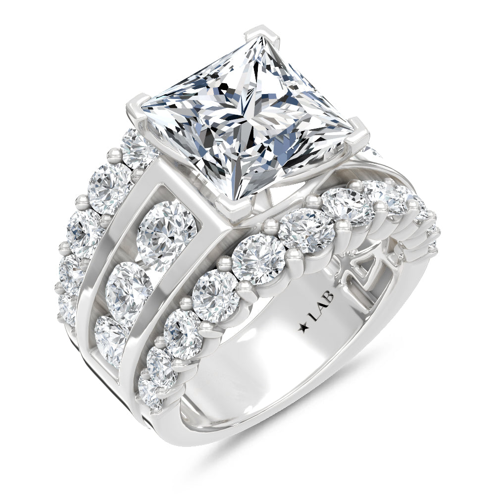 14K White Gold Lab Grown Diamond  9 Ct.Tw. Princess Shape Engagement Ring