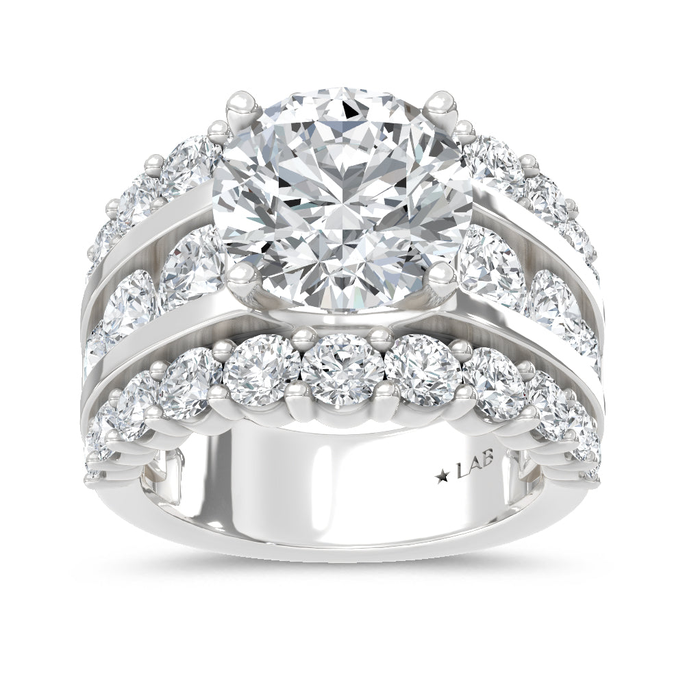 14K White Gold Lab Grown Diamond  9 Ct.Tw. Round Shape Engagement Ring