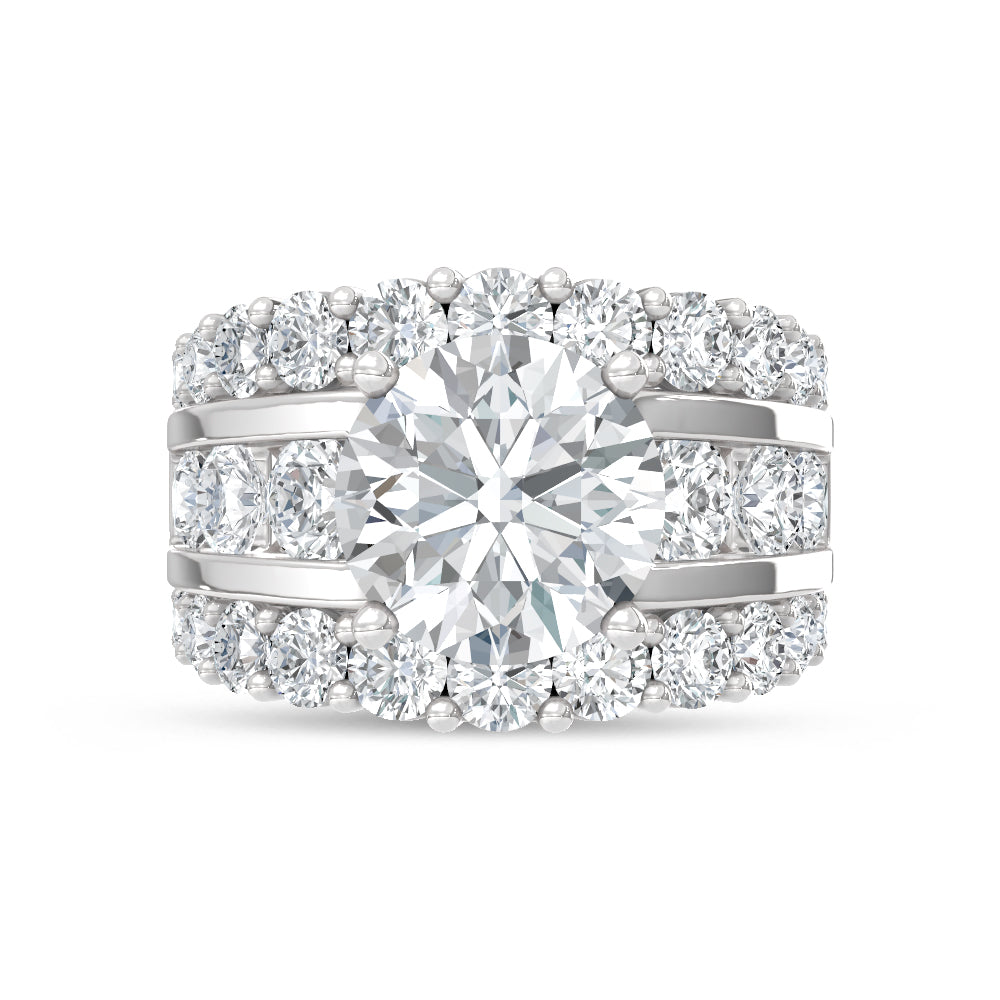 14K White Gold Lab Grown Diamond  9 Ct.Tw. Round Shape Engagement Ring