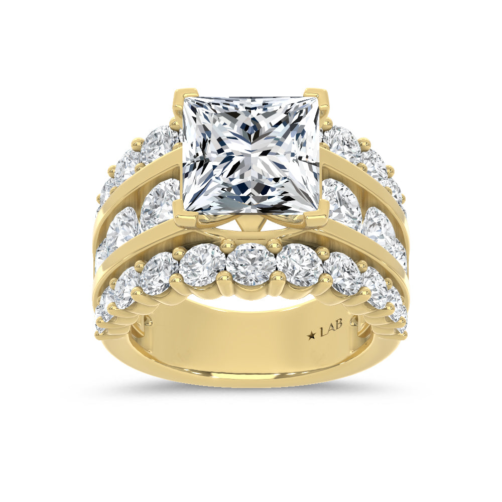 14K Yellow Gold Lab Grown Diamond  9 Ct.Tw. Princess Shape Engagement Ring