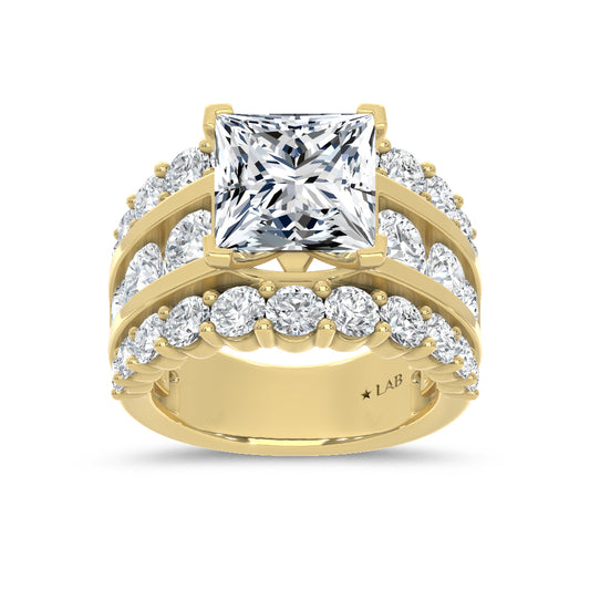 14K Yellow Gold Lab Grown Diamond  9 Ct.Tw. Princess Shape Engagement Ring