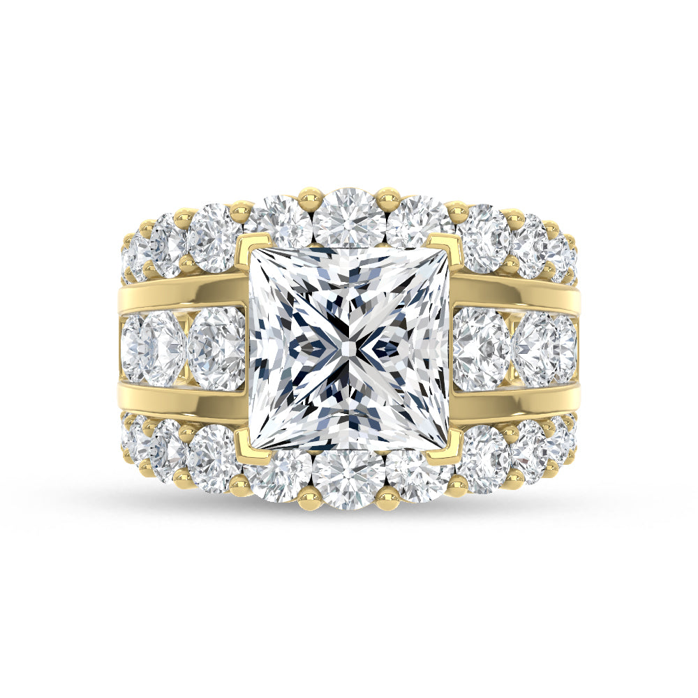 14K Yellow Gold Lab Grown Diamond  9 Ct.Tw. Princess Shape Engagement Ring