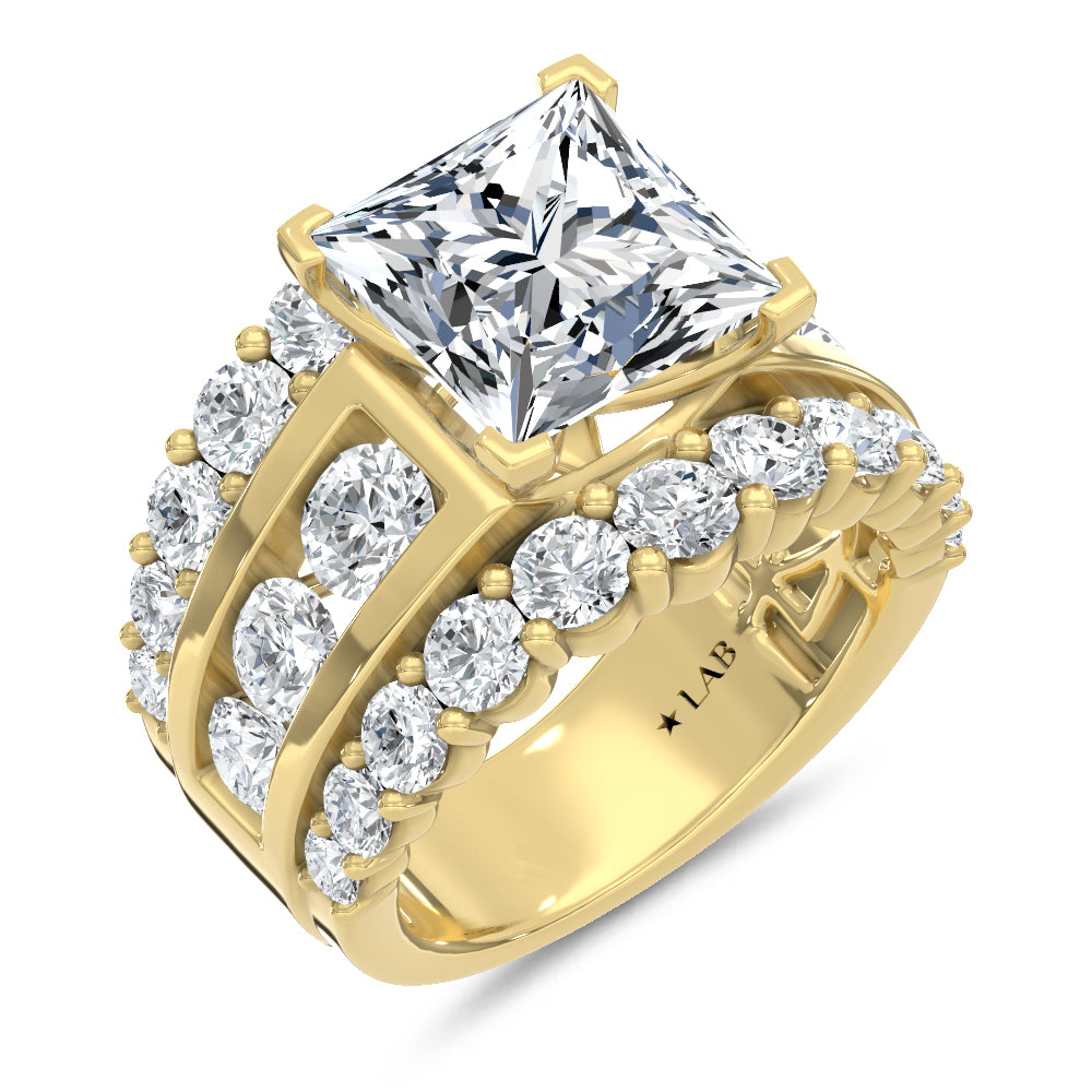 14K Yellow Gold Lab Grown Diamond  9 Ct.Tw. Princess Shape Engagement Ring