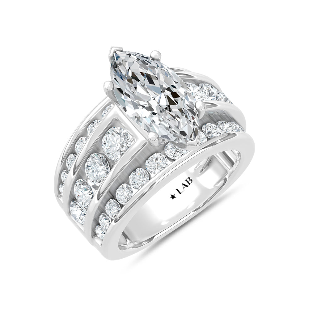 14K White Gold Lab Grown Diamond 5 1/2 Ct.Tw. Engagement Ring (Marquise Canter)