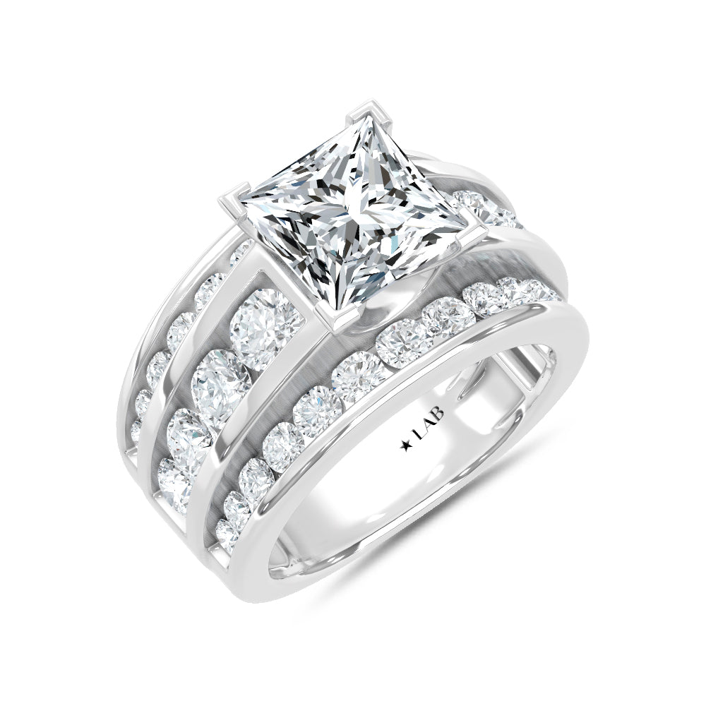 14K White Gold Lab Grown Diamond 5 1/2 Ct.Tw. Engagement Ring (Princess Canter)