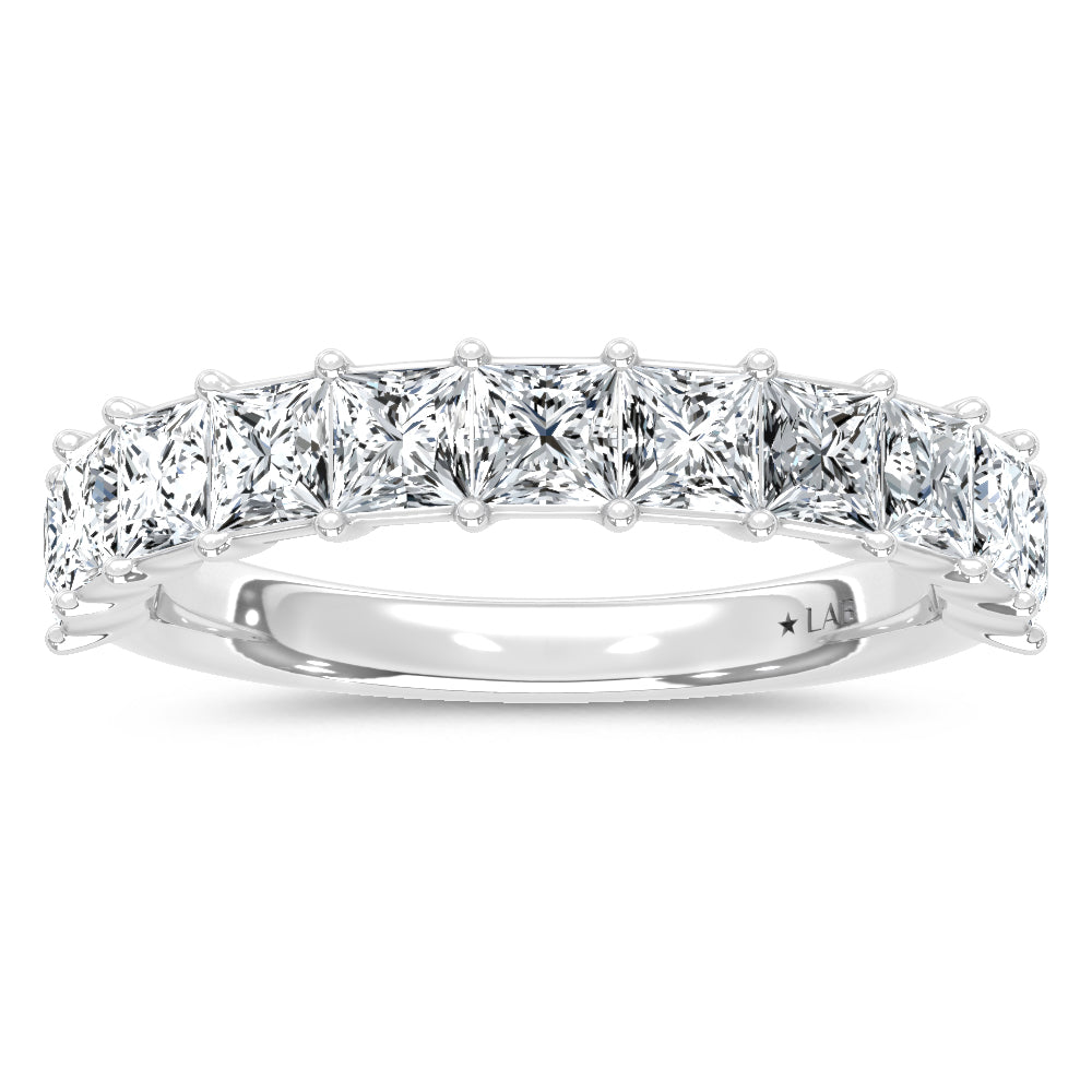 14K White Gold Lab Grown Diamond  4 Ct.Tw. Princess Band