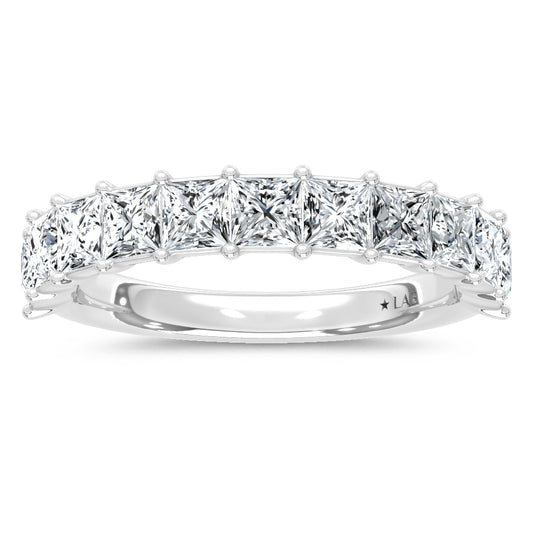14K White Gold Lab Grown Diamond  4 Ct.Tw. Princess Band