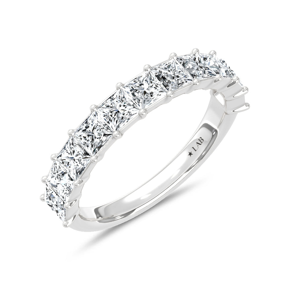 14K White Gold Lab Grown Diamond  4 Ct.Tw. Princess Band