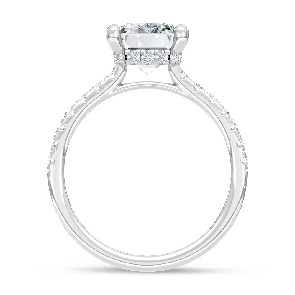 14K White Gold Lab Grown Diamond  3 3/8 Ct.Tw. Emerald Hidden Halo Engagement Ring