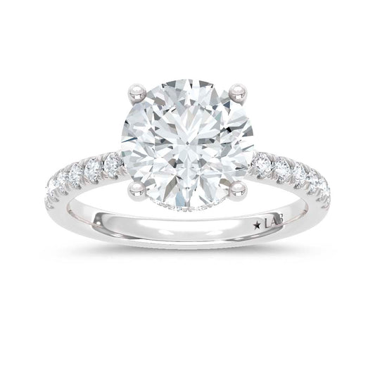 14K White Gold Lab Grown Diamond  3 3/8 Ct.Tw. Round Hidden Halo Engagement Ring