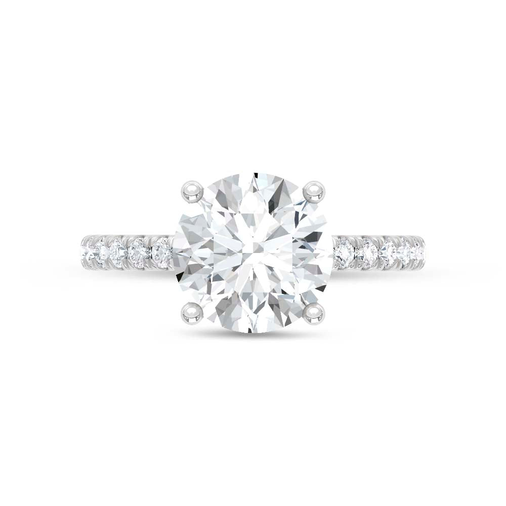 14K White Gold Lab Grown Diamond  4 1/2 Ct.Tw. Round Hidden Halo Engagement Ring