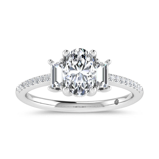 14K White Gold 1 1/4 Ct.Tw. Labgrown Diamond Three Stone Engagement Ring