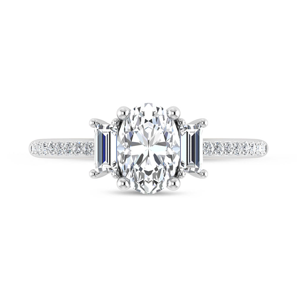 14K White Gold 1 1/4 Ct.Tw. Labgrown Diamond Three Stone Engagement Ring