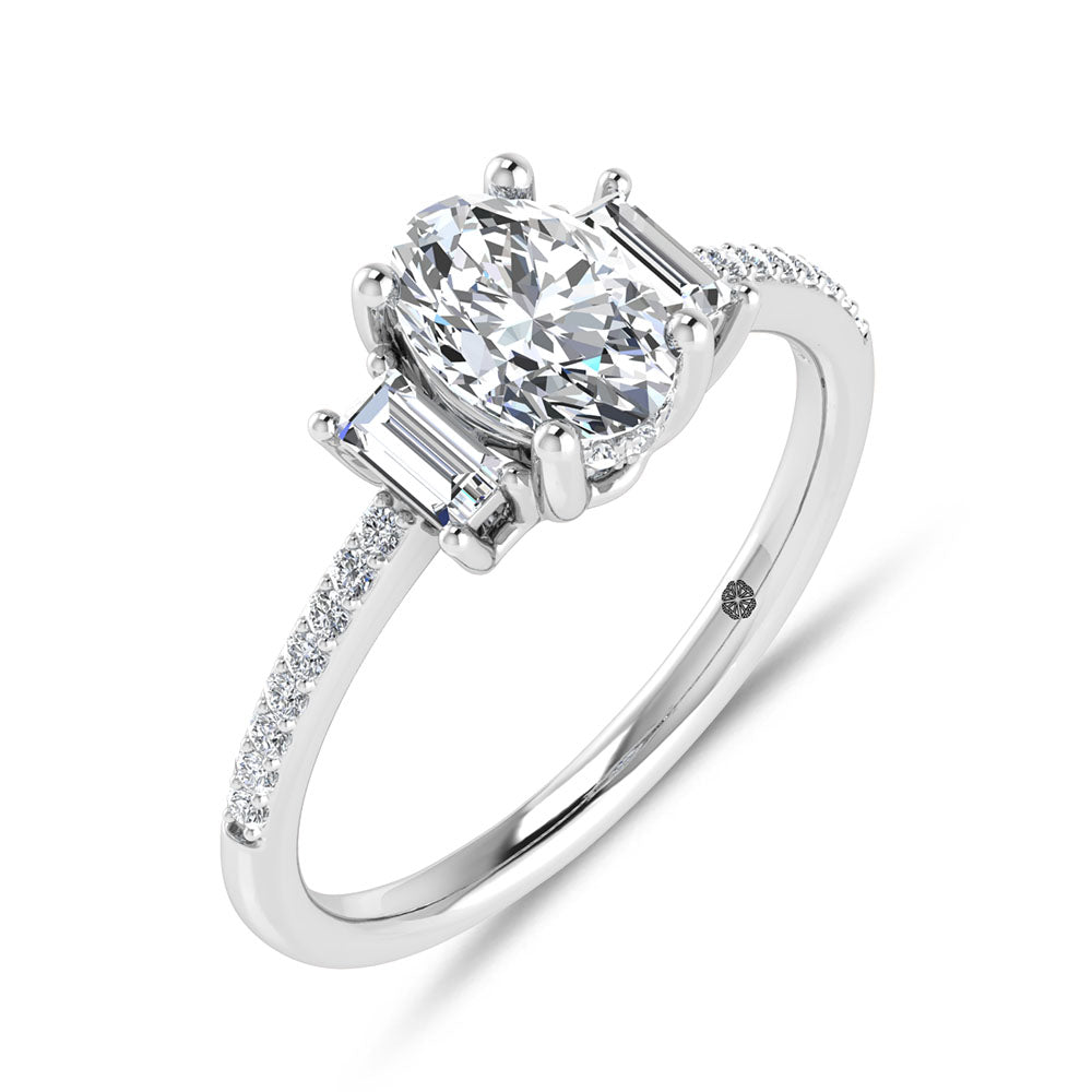 14K White Gold 1 1/4 Ct.Tw. Labgrown Diamond Three Stone Engagement Ring