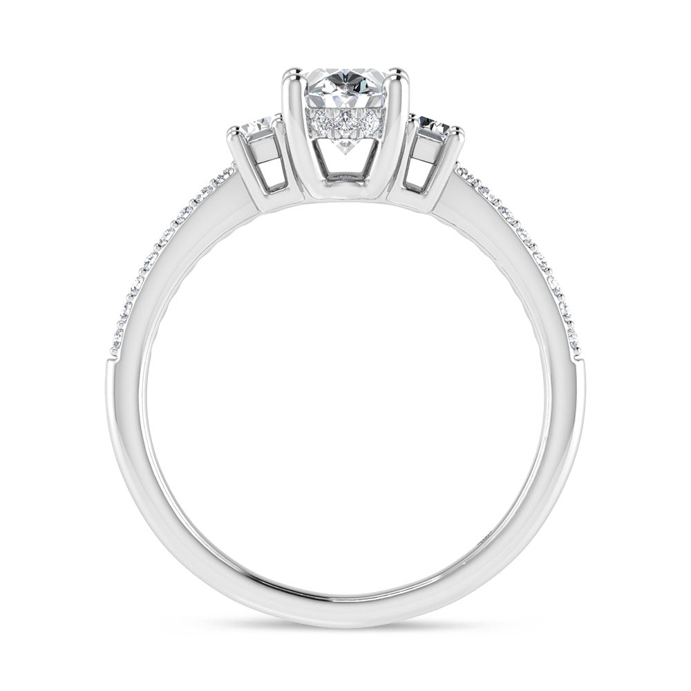 14K White Gold 1 1/4 Ct.Tw. Labgrown Diamond Three Stone Engagement Ring
