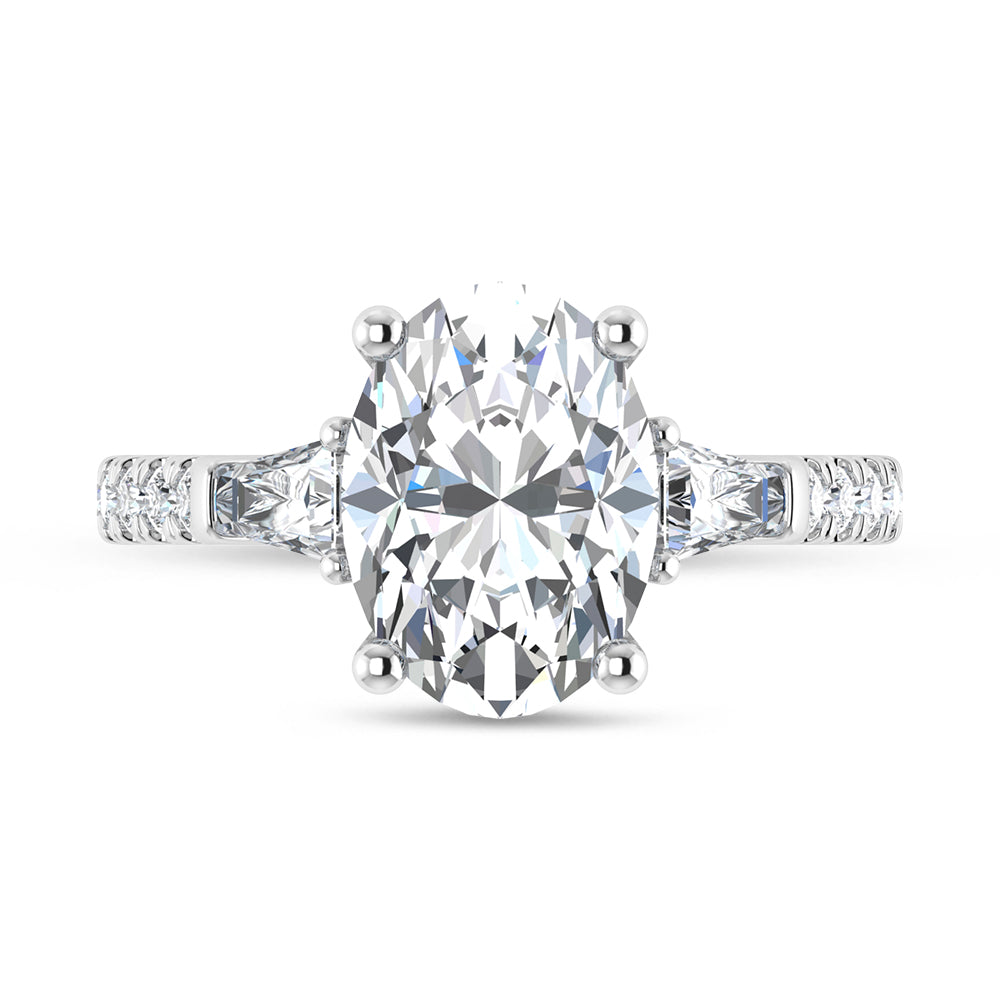 14K White Gold Lab Grown Diamond Oval Shape 1 1/2 Ct.Tw. Engagement Ring (Center 1 ctw Certified)