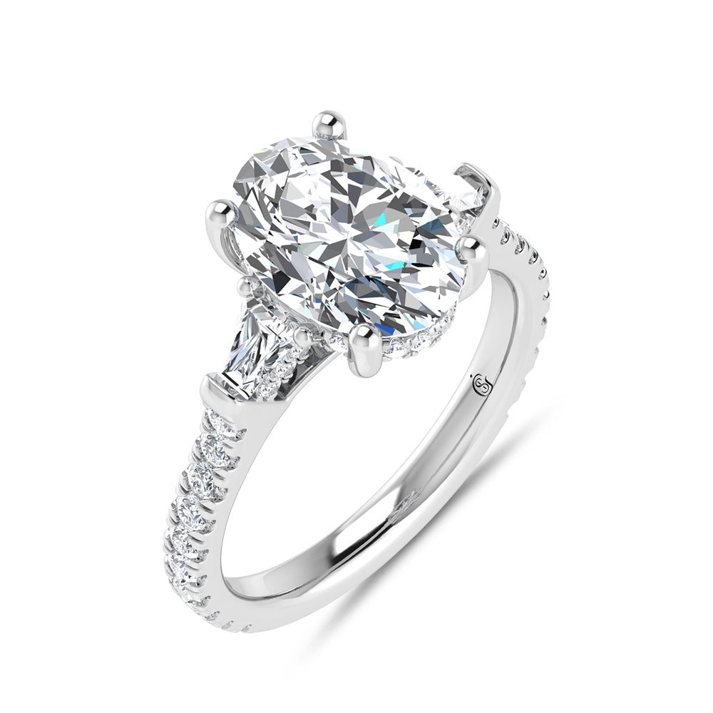 14K White Gold Lab Grown Diamond Oval Shape 1 1/2 Ct.Tw. Engagement Ring (Center 1 ctw Certified)