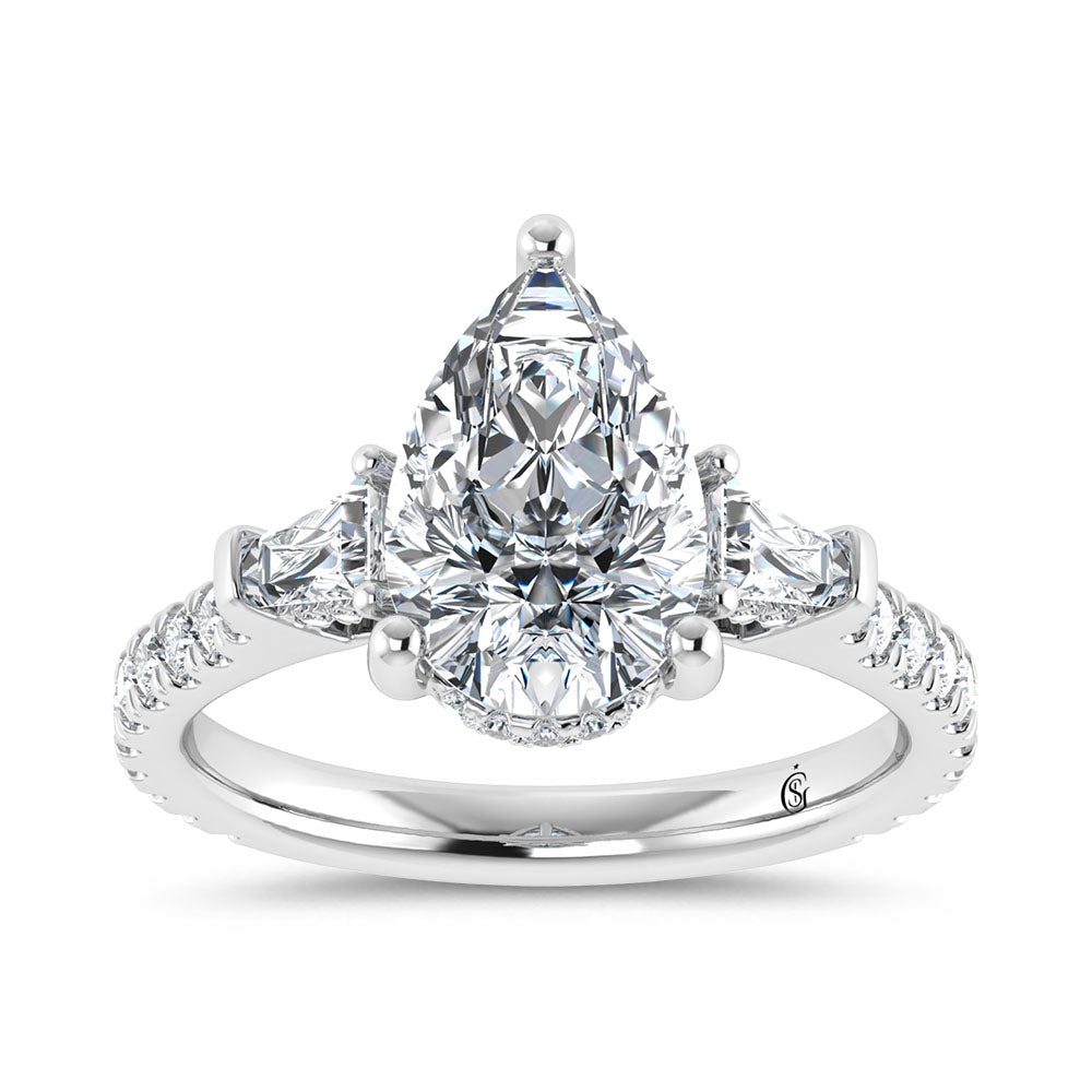 14K White Gold 3 5/8 Ct.Tw. Labgrown Diamond Pear Shape Engagement Ring