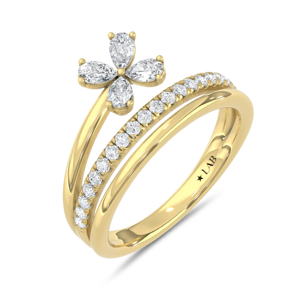 14K Yellow Gold Lab Grown Diamond  1/2 Ct.Tw. Fashion Ring