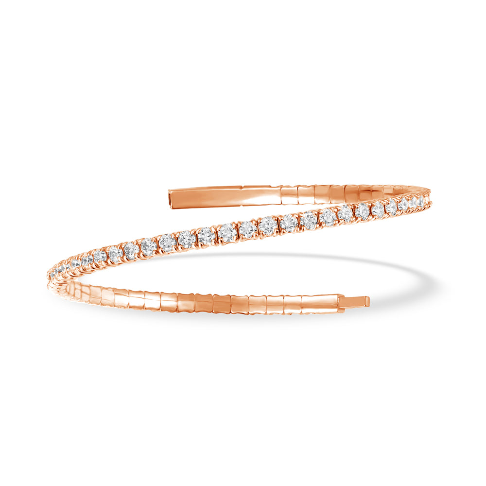 Lab Grown Diamond 2 Ct.Tw. Half Way Flexible Bangle in 14K Rose Gold (Size 6.75)