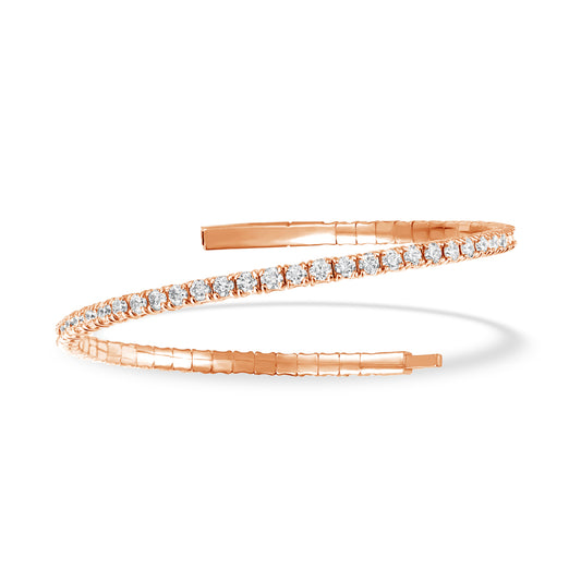 Lab Grown Diamond 2 Ct.Tw. Half Way Flexible Bangle in 14K Rose Gold (Size 6.75)