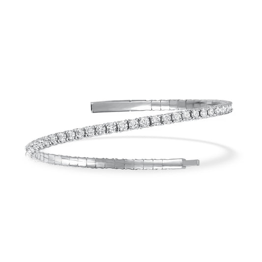 Lab Grown Diamond 3 Ct.Tw. Full Eternity Flexible Bangle in 14K White Gold (Size 6.75)