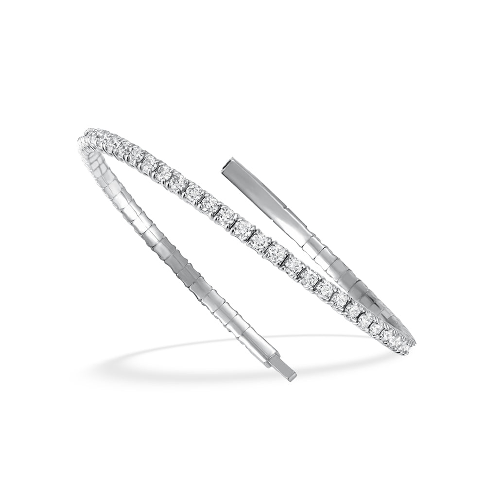Lab Grown Diamond 3 Ct.Tw. Full Eternity Flexible Bangle in 14K White Gold (Size 6.75)