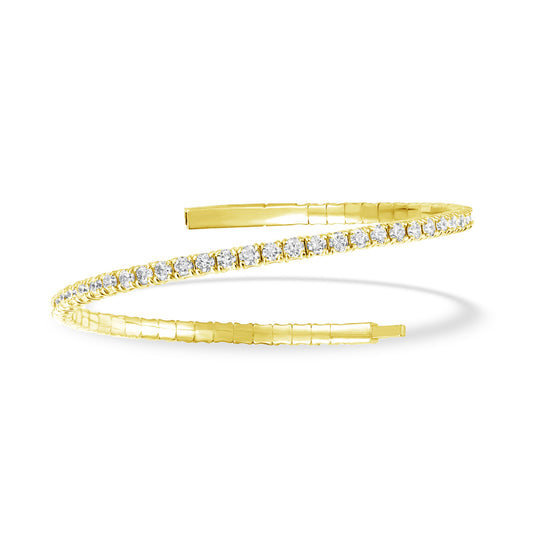 Lab Grown Diamond 3 Ct.Tw. Half Way Flexible Bangle in 14K Yellow Gold (Size 6.75)