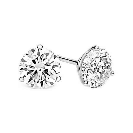 14K White Gold Lab Grown Diamond 3 Ct.Tw.  IGI Certified CVD VS1+ G+ Martini Stud Earrings (Available in 0.15ctw to 3ctw)