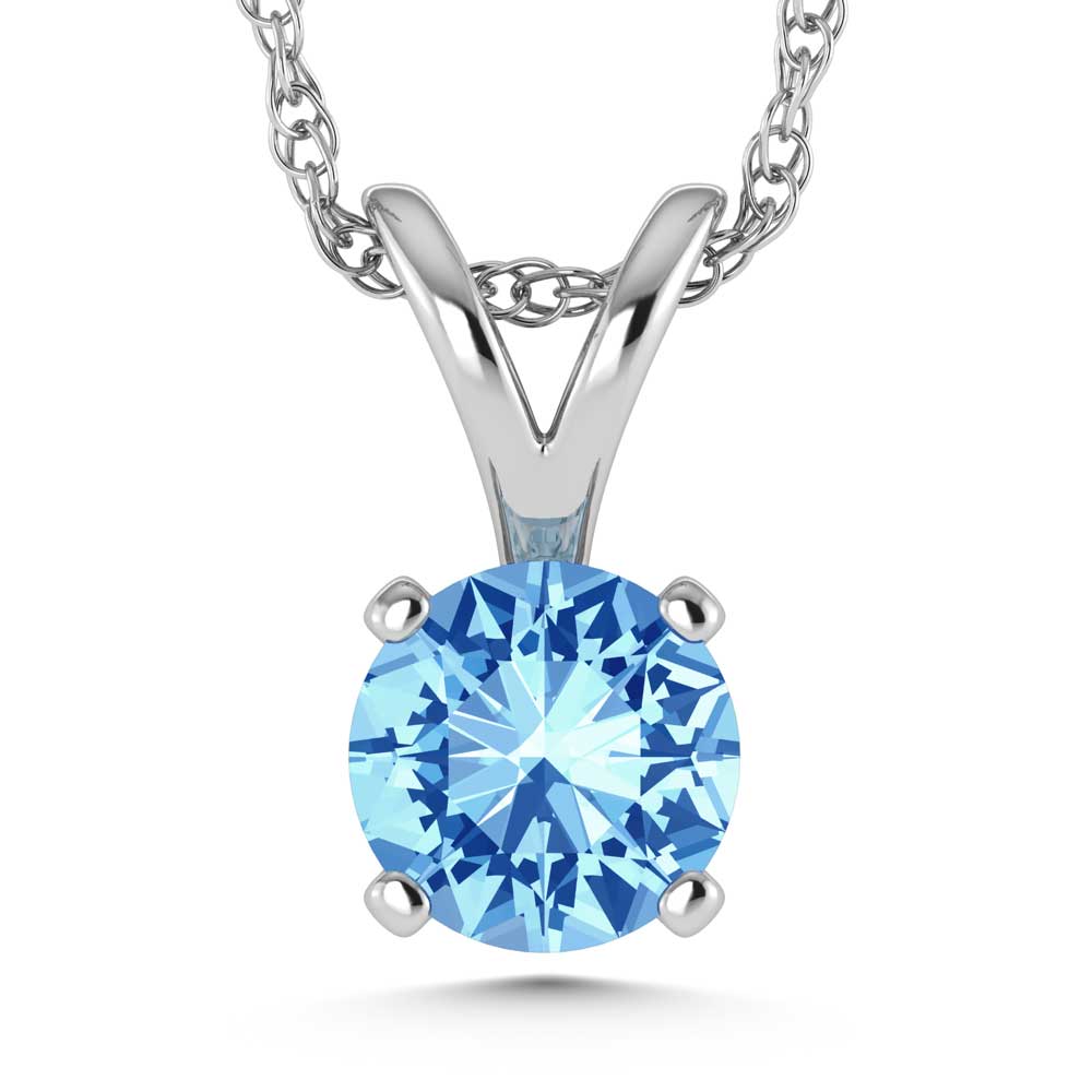 14K White Gold Lab Grown Blue Diamond 1/4 Ct.Tw. Solitaire Pendant