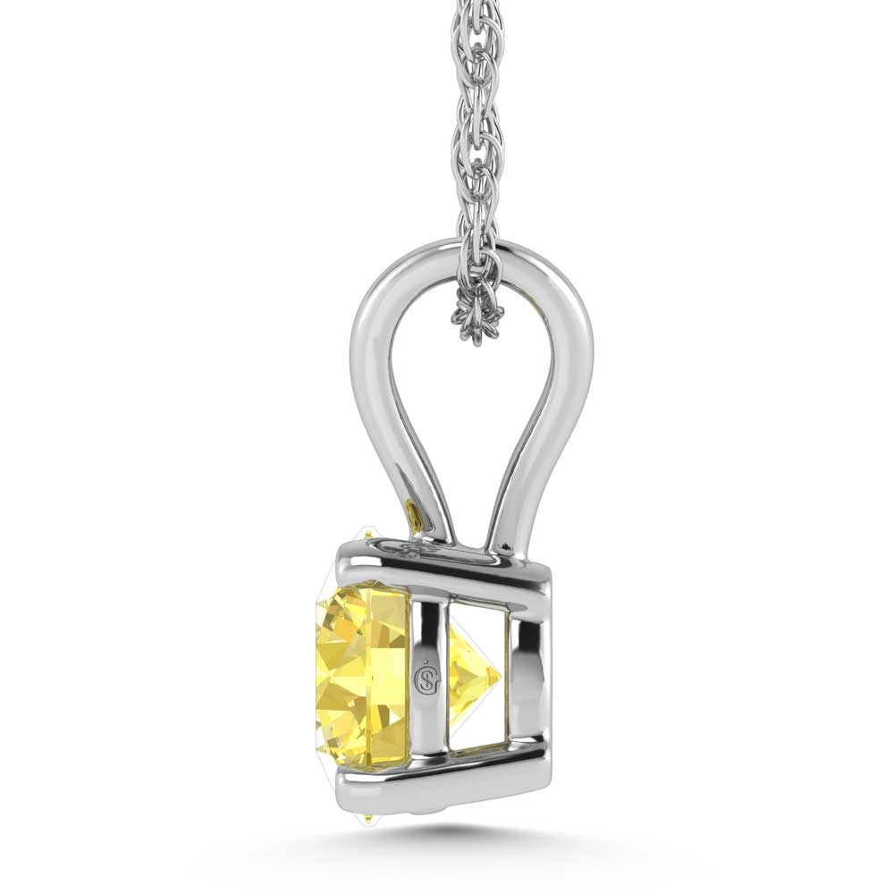 14K White Gold Lab Grown Yellow Diamond 1/4 Ct.Tw. Solitaire Pendant