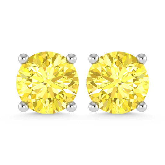 14K White Gold Lab Grown Yellow Diamond 1/2 Ct.Tw. Stud Earrings