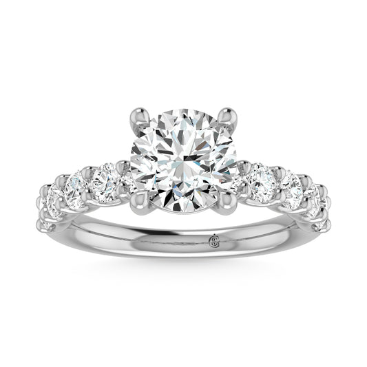 14K White Gold Lab Grown Diamond 2 Ct.Tw. Round Shape Halfway Engagement Ring (Center 1/2 CT)