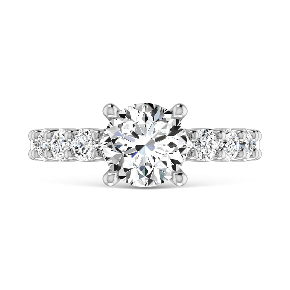 14K White Gold Lab Grown Diamond 2 Ct.Tw. Round Shape Halfway Engagement Ring (Center 1/2 CT)