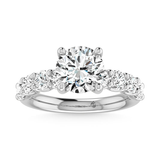 14K White Gold Lab Grown Diamond 4 5/8 Ct.Tw. Round Shape Halfway Engagement Ring (Center 3CT)