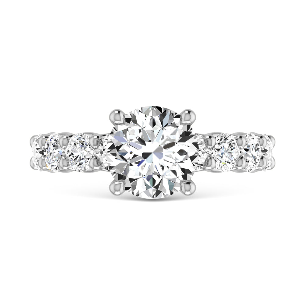 14K White Gold Lab Grown Diamond 4 5/8 Ct.Tw. Round Shape Halfway Engagement Ring (Center 3CT)