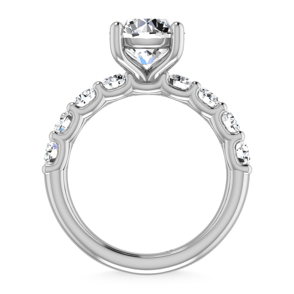 14K White Gold Lab Grown Diamond 4 5/8 Ct.Tw. Round Shape Halfway Engagement Ring (Center 3CT)