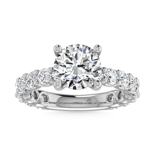 14K White Gold Lab Grown Diamond  2 3/4 Ct.Tw. Round Shape Three Forth Engagement Ring ( Center  2CT)