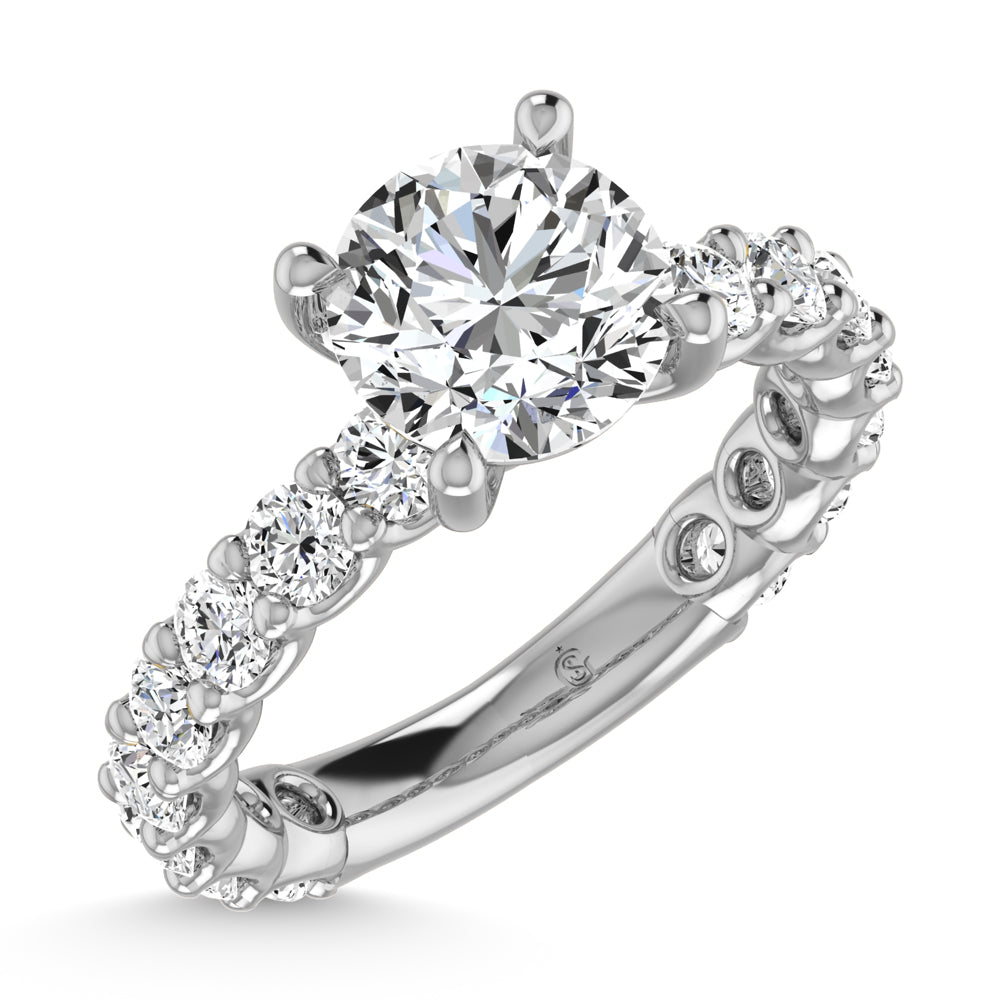 14K White Gold Lab Grown Diamond  2 3/4 Ct.Tw. Round Shape Three Forth Engagement Ring ( Center  2CT)