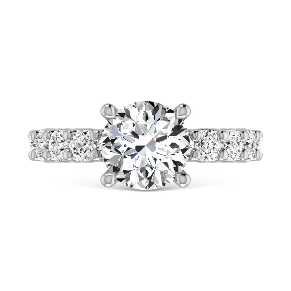 14K White Gold Lab Grown Diamond  2 3/4 Ct.Tw. Round Shape Three Forth Engagement Ring ( Center  2CT)