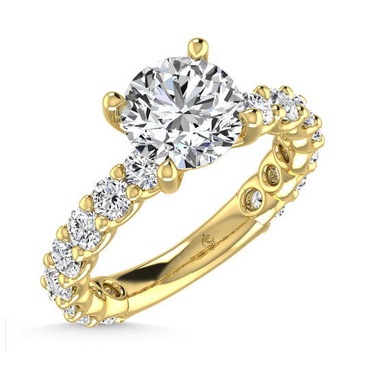 14K Yellow Gold Lab Grown Diamond 2 3/4 Ct.Tw. Round Shape Three Forth Engagement Ring