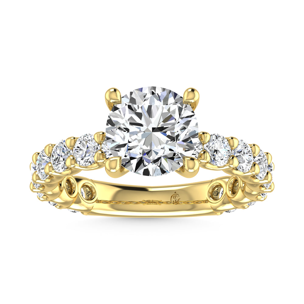 14K Yellow Gold Lab Grown Diamond 2 3/4 Ct.Tw. Round Shape Three Forth Engagement Ring