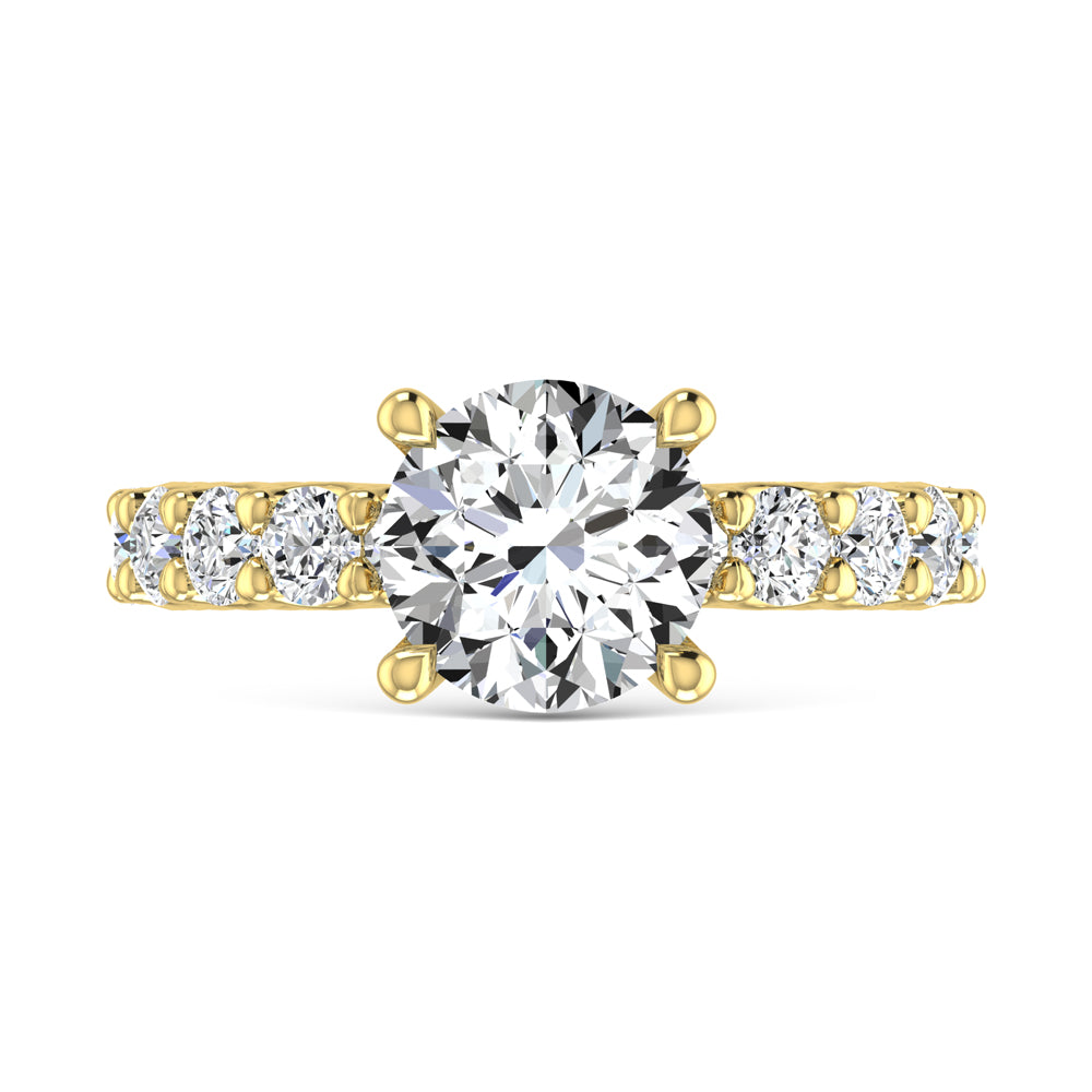 14K Yellow Gold Lab Grown Diamond 2 3/4 Ct.Tw. Round Shape Three Forth Engagement Ring