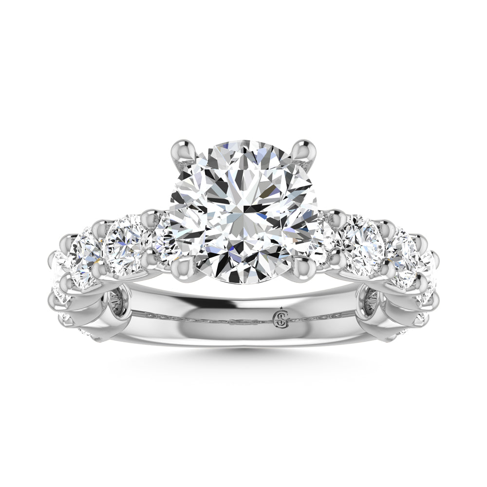 14K White Gold Lab Grown Diamond  5 3/8 Ct.Tw. Round Shape Three Forth Engagement Ring (Center 3CT)
