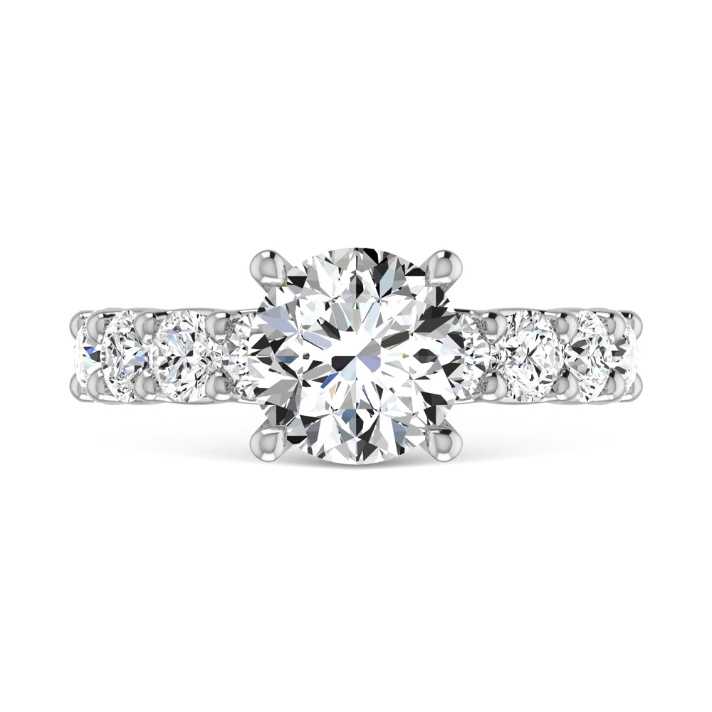 14K White Gold Lab Grown Diamond  5 3/8 Ct.Tw. Round Shape Three Forth Engagement Ring (Center 3CT)