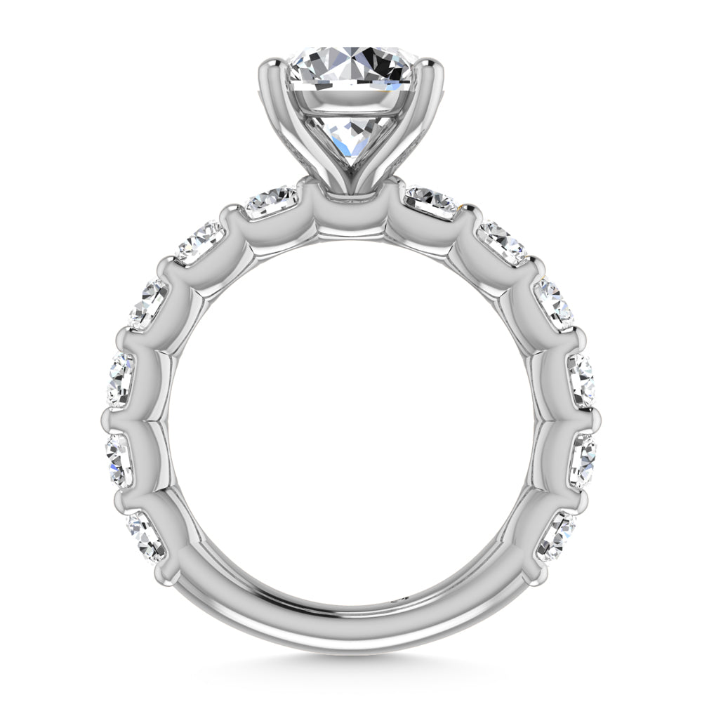 14K White Gold Lab Grown Diamond  5 3/8 Ct.Tw. Round Shape Three Forth Engagement Ring (Center 3CT)