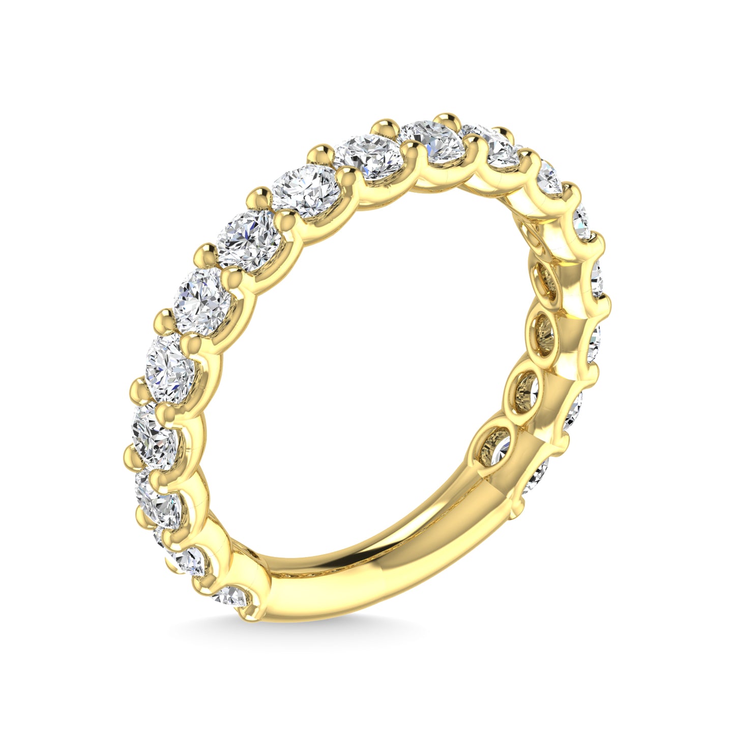 14K Yellow Gold Lab Grown Diamond 7/8 Ct.Tw. Round Shape Three Fourth Way Wedding Band