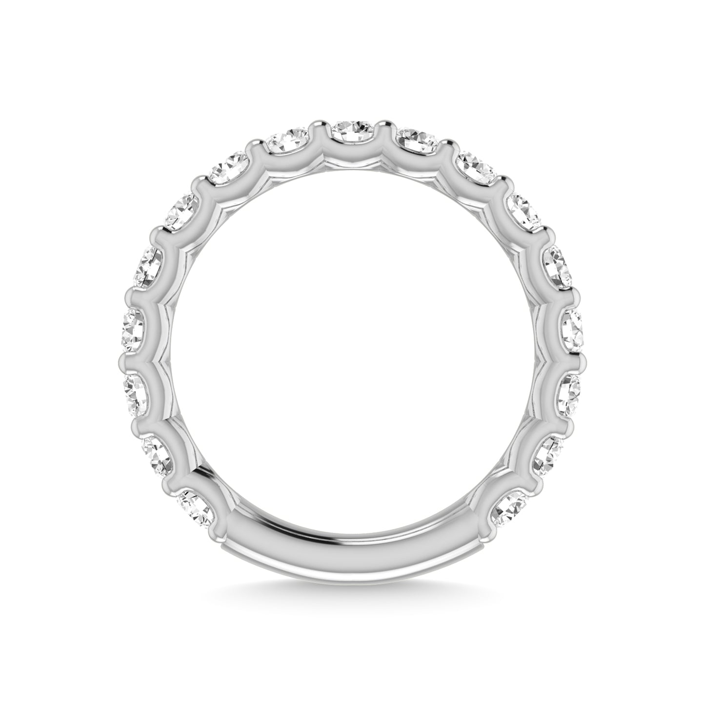 14K White Gold Lab Grown Diamond 2 1/4 Ct.Tw. Round Shape Three Fourth Way Wedding Band